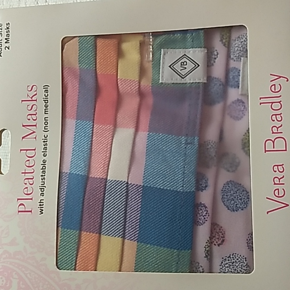 2 Pleated Masks Vera Bradley in pastel themed. Non Medical